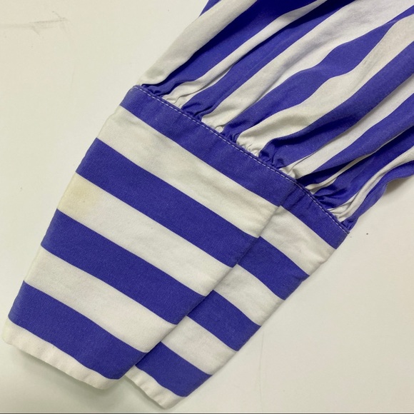 Thomas Mason J.Crew Shirt Womens 0 Striped Off Shoulder Preppy Old Money - Picture 4 of 7